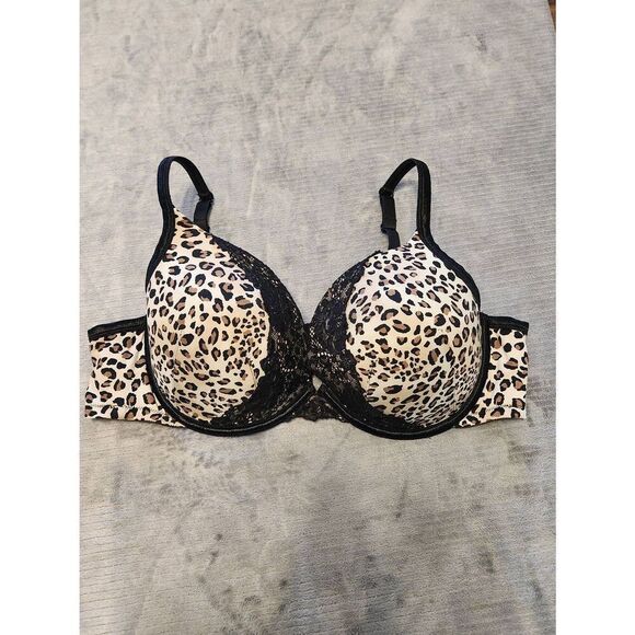 Cacique Size 44C Smooth Boost Plunge Bra Leopard Cheetah Print - Picture 1 of 4